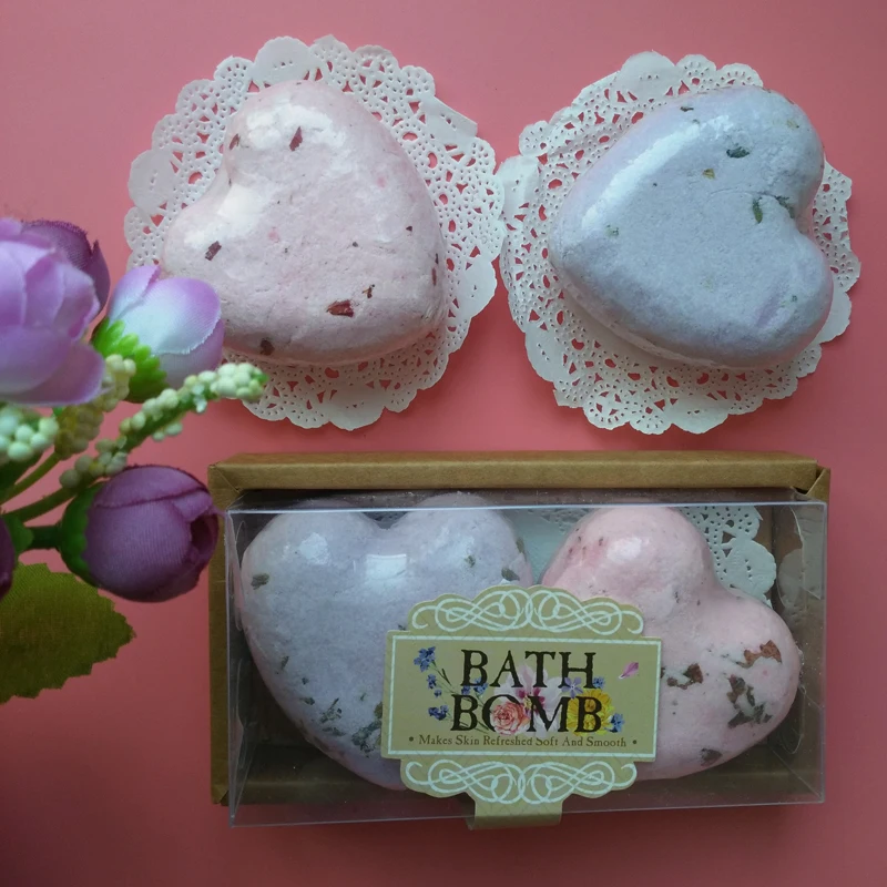 

2pcs/set Bubbles Bath Bombs with Gift Set Lavender Bath Bombs for Bathroom Massage Natural Sea Salt Romantic Organic Bath Spa