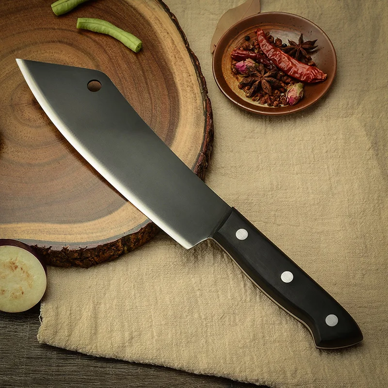 Chef Knife Stainlesss Steel Cleaver Butcher Meat Vegetables Slicing Kitchen Black Blade | Knives