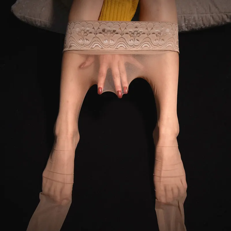 Сексуальные кружевные блестящие колготки женские эластичные гладкие чулки с