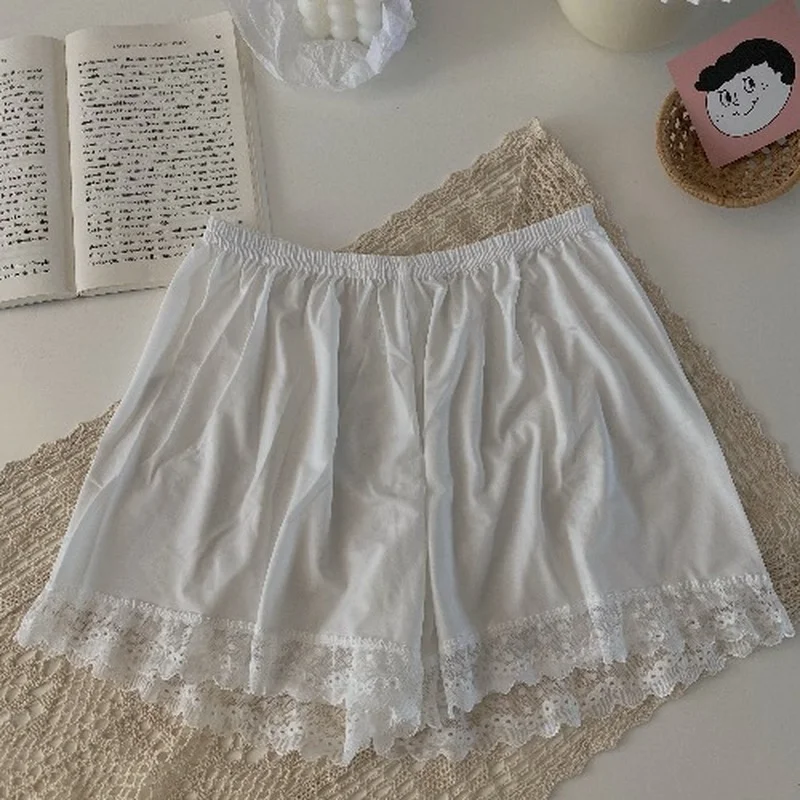 

Harajpee Safety Short Pants Women Summer Thin Wear 2021 New Ice Silk Leggings Lace Patch Work High Waist Panties Girls Underwear