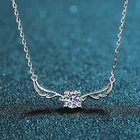 BOEYCJR 925 серебро с крыльями ангела 0.5ct F цвет Муассанит VVS1 обручальные кольца элегантное подвесное ожерелье для женщин Подарок на годовщину