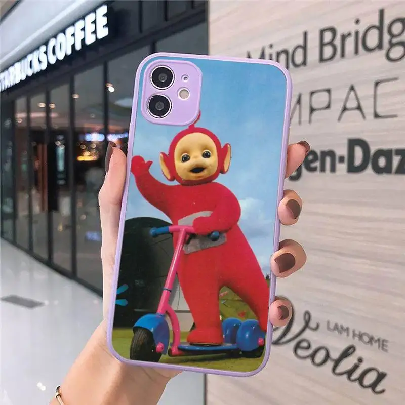 

cute cartoon Teletubbies Phone Case Matte transparent For Purple iPhone 12 Mini 11 Pro XR XS Max 7 8 Plus X Back Cover