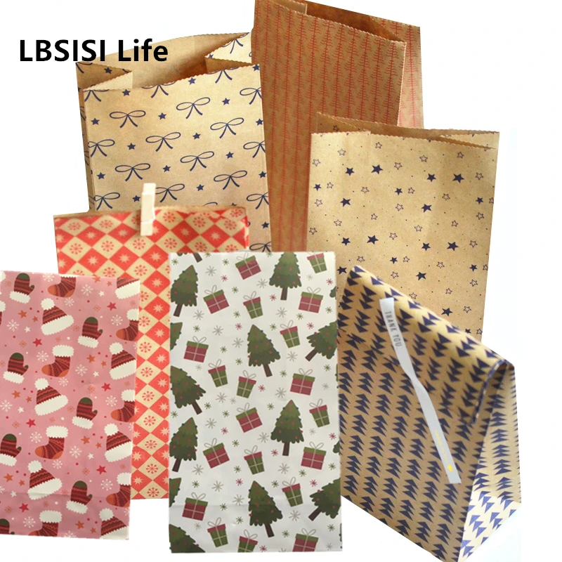 Рождественские бумажные пакеты LBSISI Life 10 шт. подарочные для печенья упаковки
