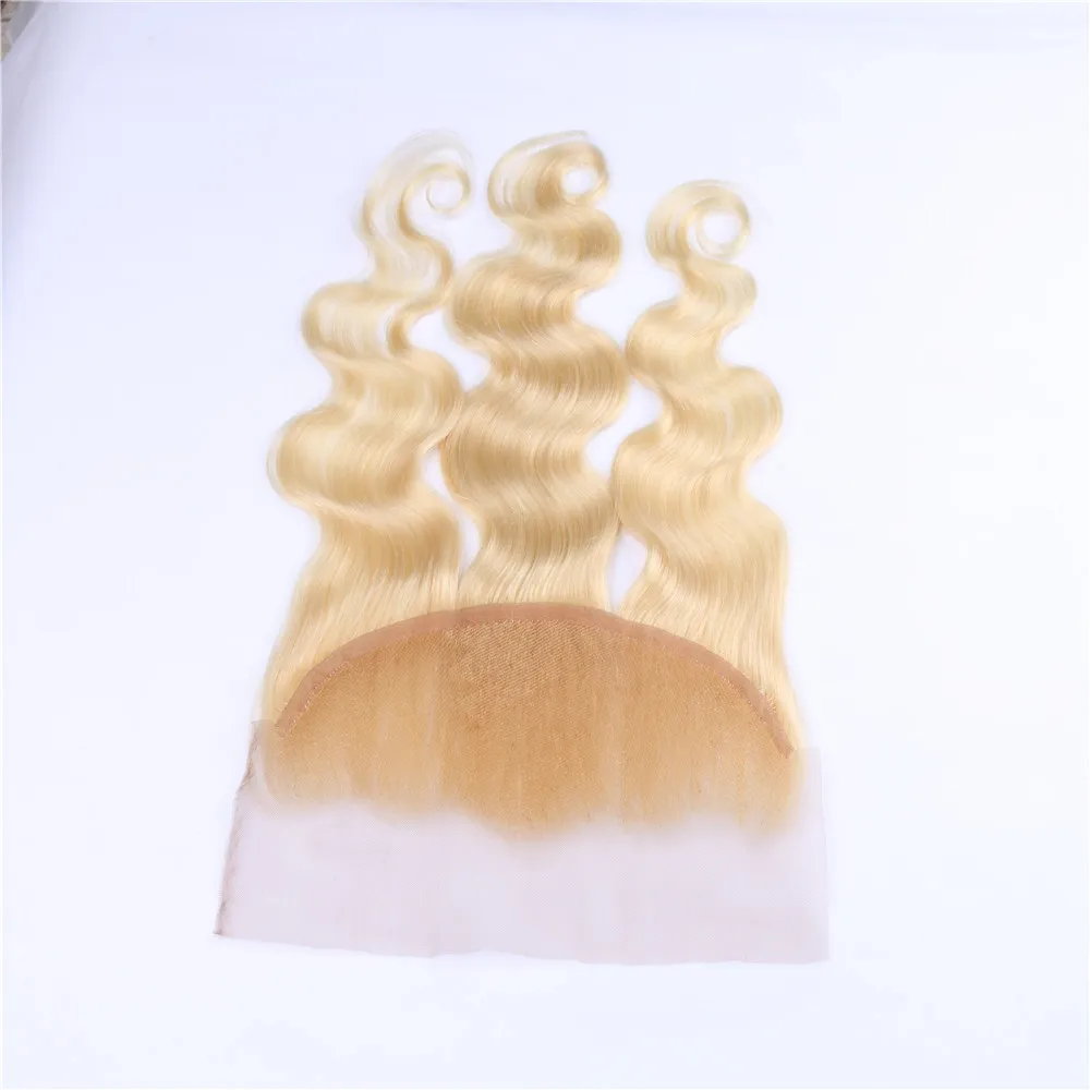 Hairpr 613 светлые кружева Фронтальная застежка уха до волнистые волосы перуанский