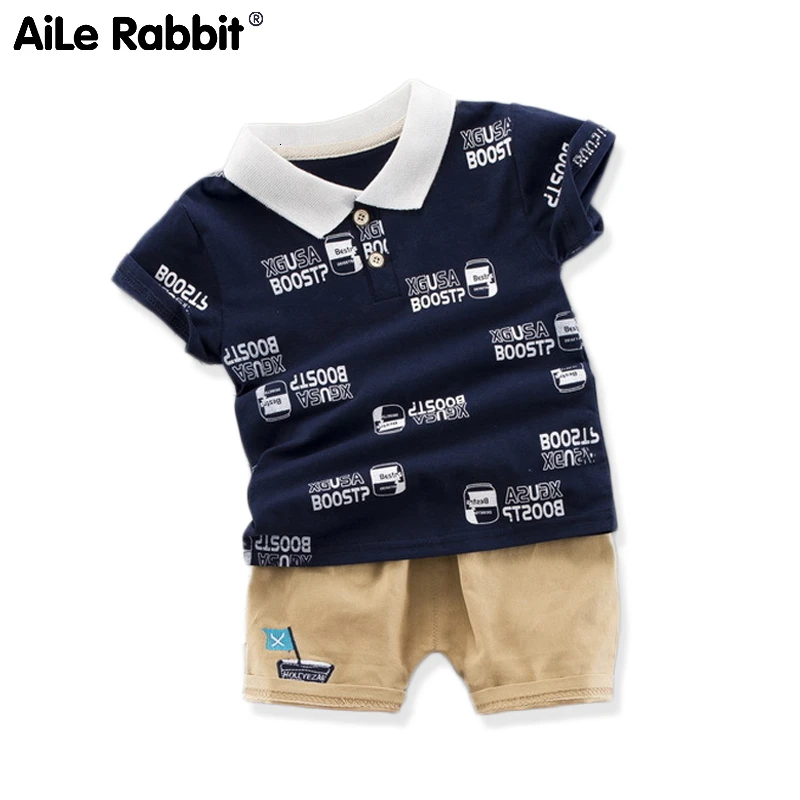 The United States 2019 New Cotton Letters Children's Short Sleeve T-shirt 1-4 Years Old Child Baby Suit A Undertakes |