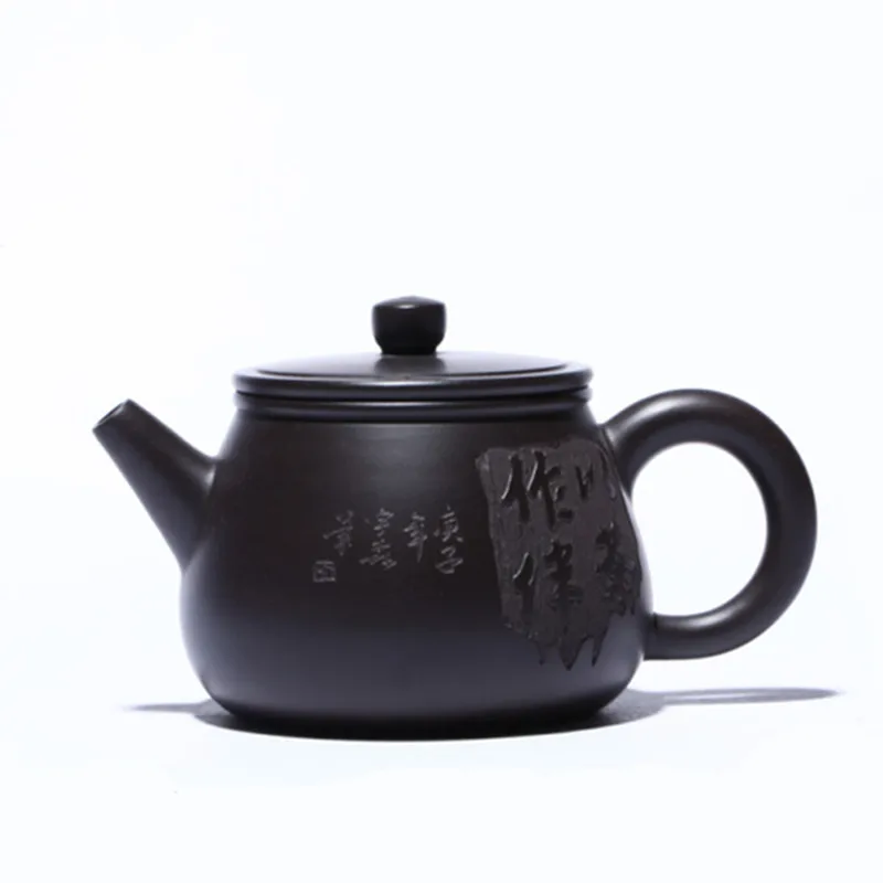 

190ml Handmade Yixing Stone Scoop Teapots Purple Clay Filter Tea Pot Raw Ore Black Mud Beauty Kettle Handmade Zisha Tea Set