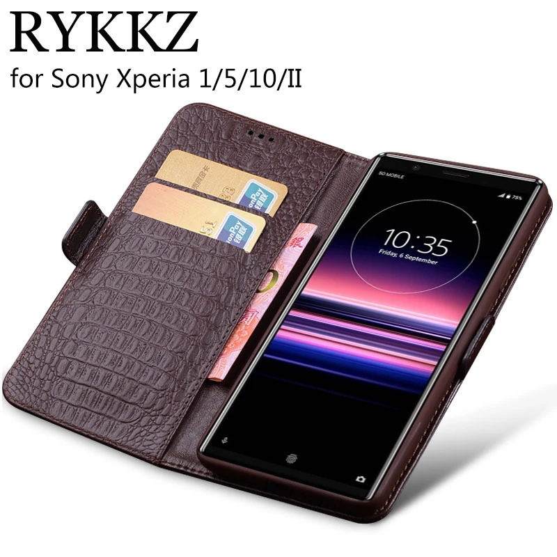

For sony xperia 1 5 ii Luxury Wallet Genuine Leather Case Stand Flip Card For sony xperia 10 ii Hold Phone Book Cover Bags