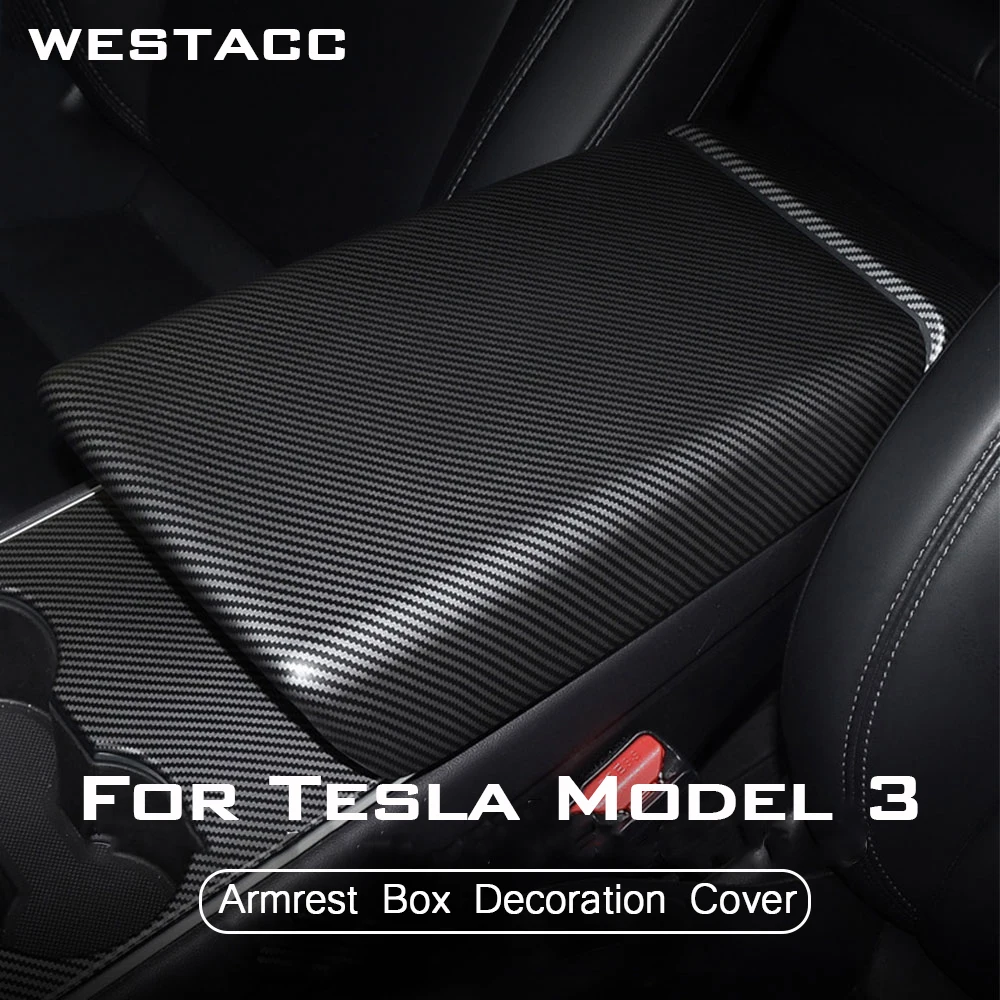 

ABS Car Center Armrest Box Case Decoration Protective Cover for Tesla Model 3 2016 - 2021 Car-Styling Interior Accessories