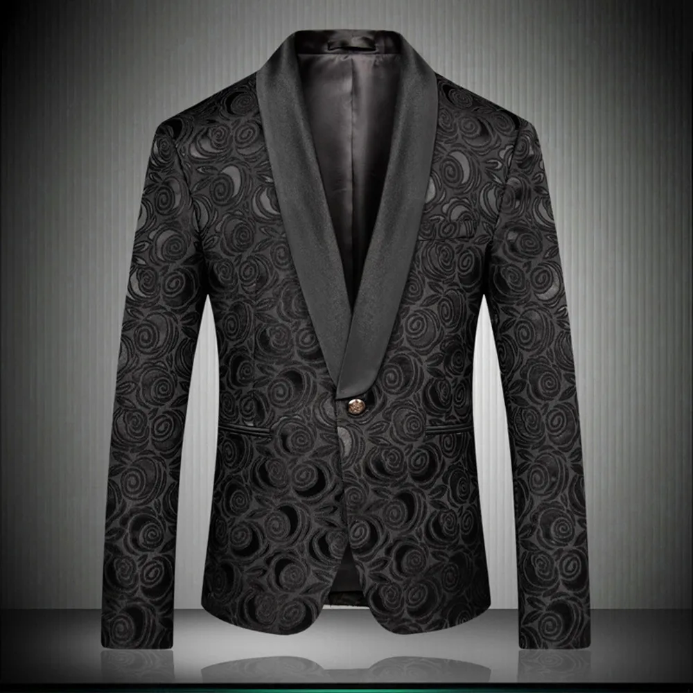 

Men's Jacket Suit Embossed Dress Men's New Slim Korean Casual Single Suit Dress Design Men Slim Blazer Jacket Casual Party Coat