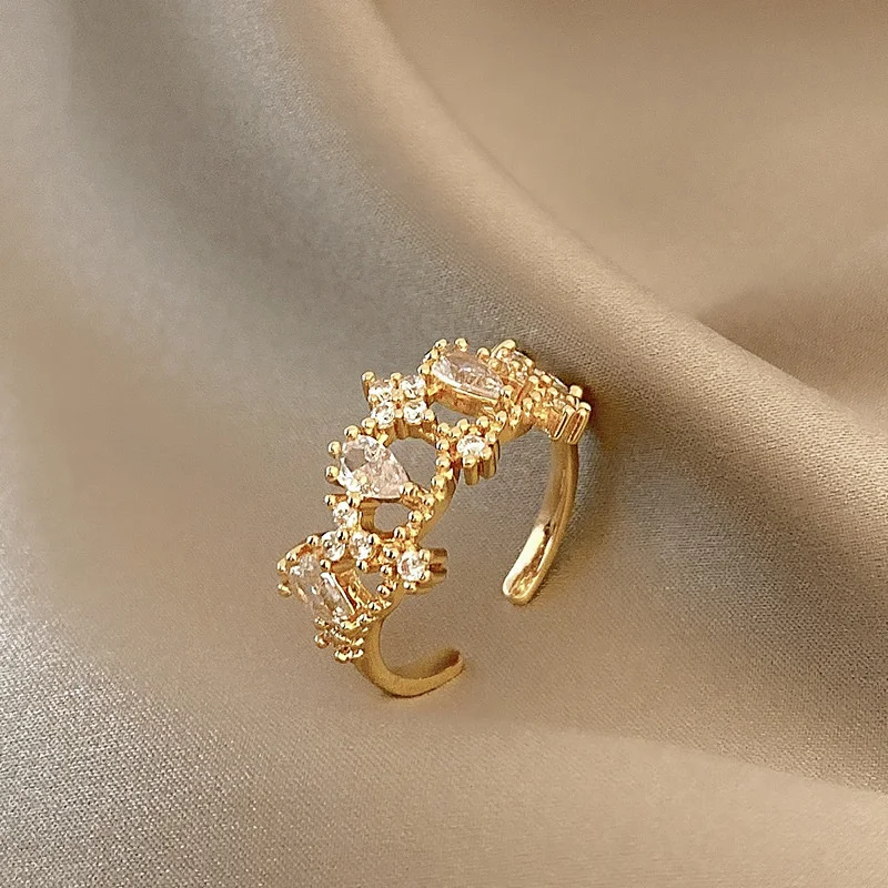 

ins style personality all-match zircon crown women's rings Fashion trend Opening can be adjusted Women's ring Jewelry wholesale