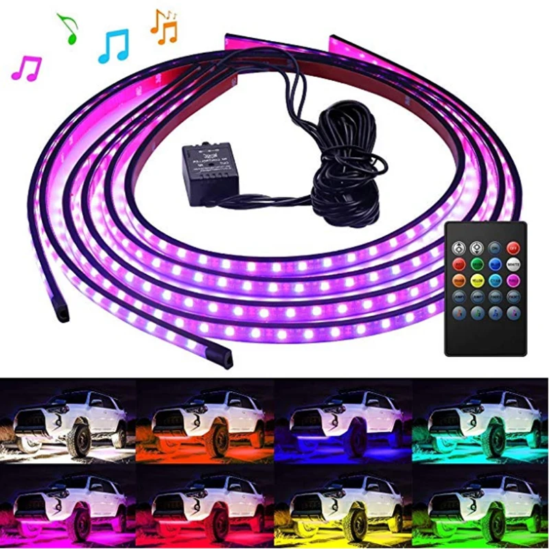 4 шт. автомобиль Underglow гибкие светодиодные ленты светодиодный пульт
