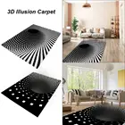 Коврик вихревой иллюзии с эффектом 3D, противоскользящий ковер с отверстиями для нижней части, с геометрическим рисунком, черный, белый, в клетку, для гостиной, спальни
