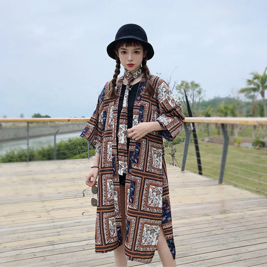 Летний пляжный кардиган Kimonos Mujer для влюбленных Винтажный Длинный в стиле бохо