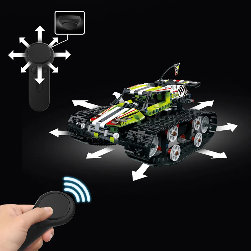 

ABS + plastic charging remote control car brick track to improve children's imagination and awareness