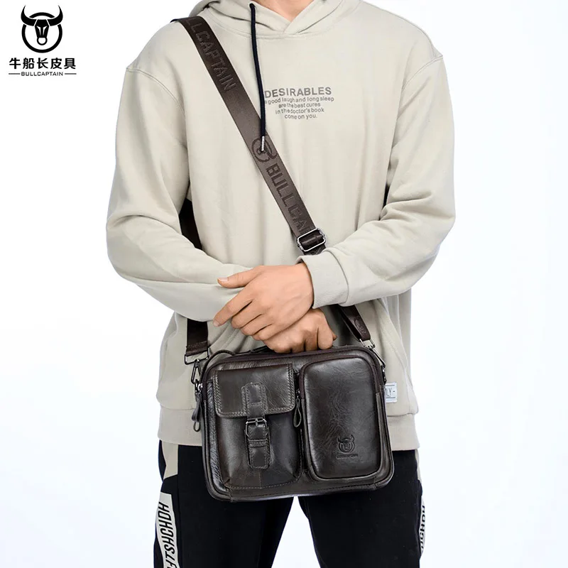 

Genuine Leather Business Messenger Bags For Man Sling Shoulder Bag Crossbody Pack Retro Casual Office Satchels Male Travel Bags