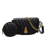 ansloth luxury brand saddle bag women crossbody bag striped flap bag female composite bags chain shoulder bag coin purse hps1178