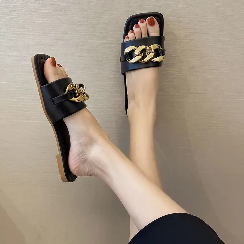 Женские нескользящие шлепанцы Уличная обувь на плоской подошве удобные домашние