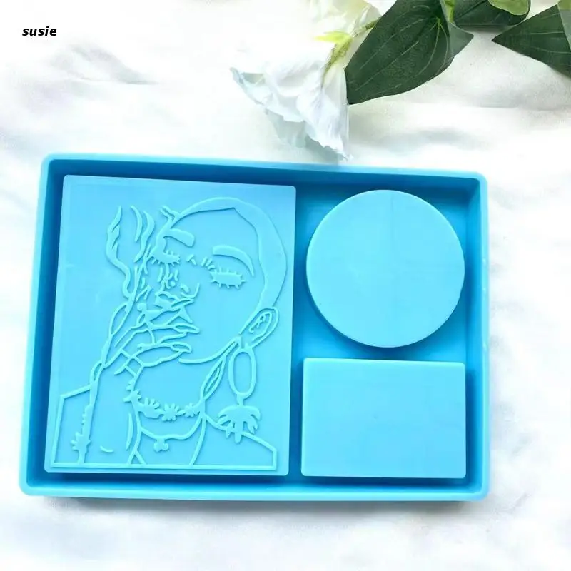 

Smoking Woman Makeup Box Mold Tray Epoxy Resin Jewelry Mold Resin Casting Pendant Mold Suitable for Diy Resin Crafts X7YA