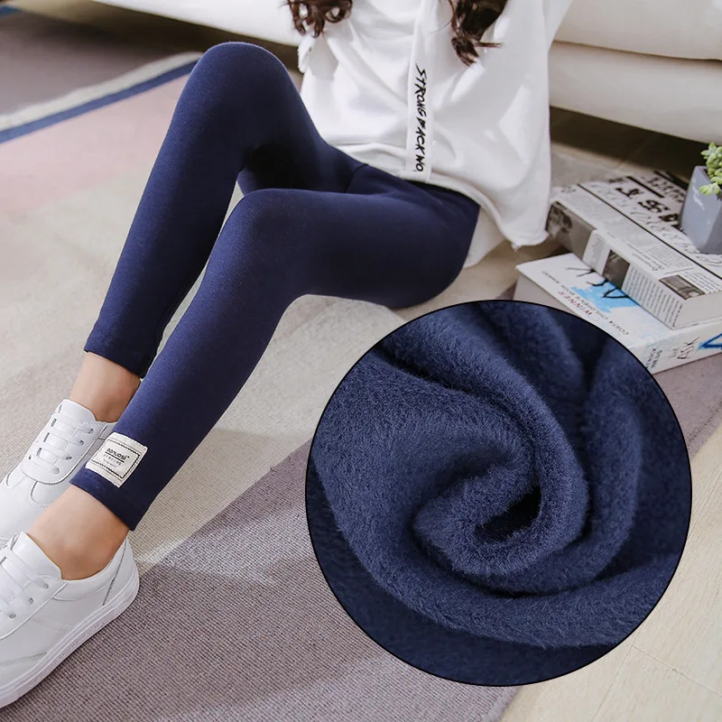 12-14 лет девочки leggings Леггинсы с флисовой подкладкой для девочек 8-14 лет | AliExpress