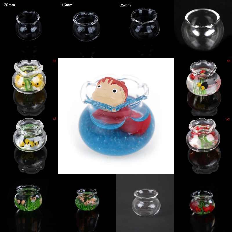 

Glass Fish Tank Transparent Aquarium Dollhouse Home Ornaments Kids Toys Doll Toy Gift Pretend Play Toys 1:12 Dollhouse Miniature