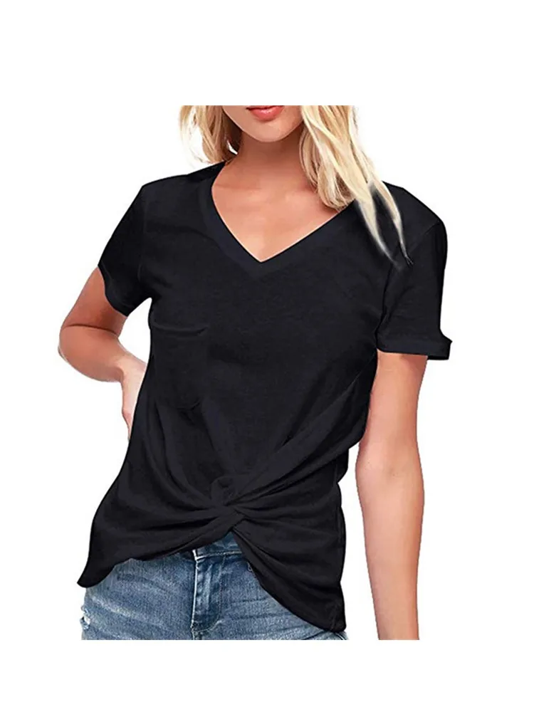 

2020 New Summer Women Tops V-Neck Short Sleeve Slim Women T-Shirt Fashion Casual Solid Folds Polyester Pullover Fitted Clothing