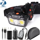 Светодиодный налобный фонарь XH L2 USB зарядка фары для езды фонарик для отдыха на открытом воздухе Кемпинг Туризм Портативный светодиодный COB свет использование 18650 аккумулятор