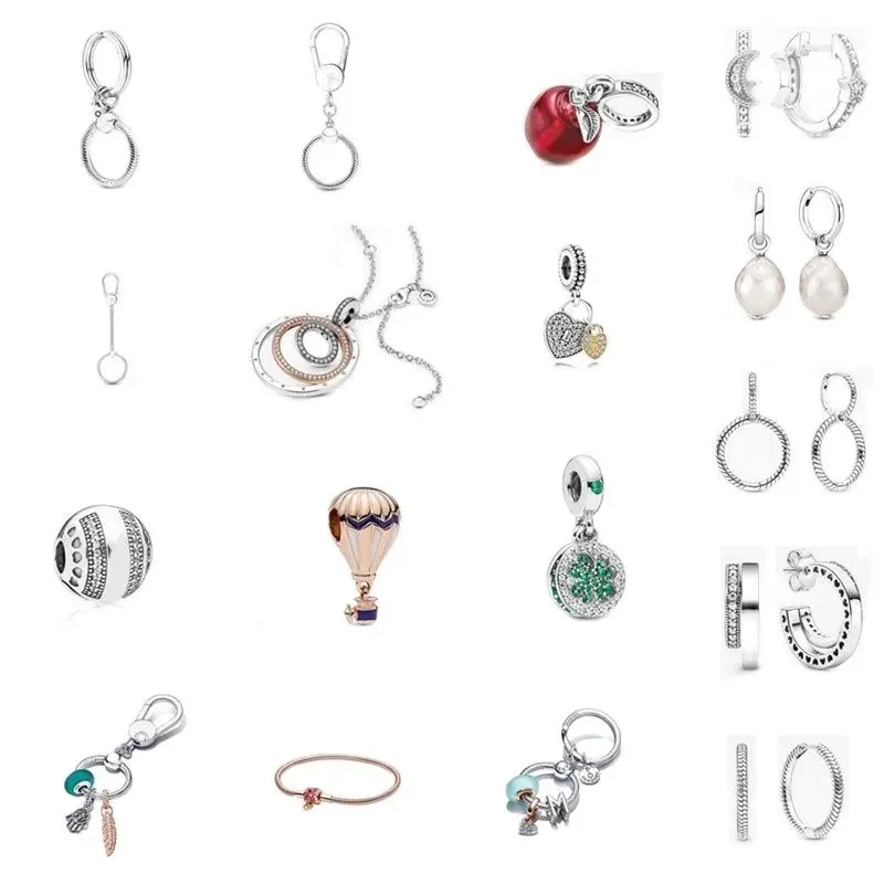 

Genuine Hot Selling 100% 925 Sterling Silver Earrings Keychain Charm Original Pandora Bracelet Making DIY Fashionable Women's Je