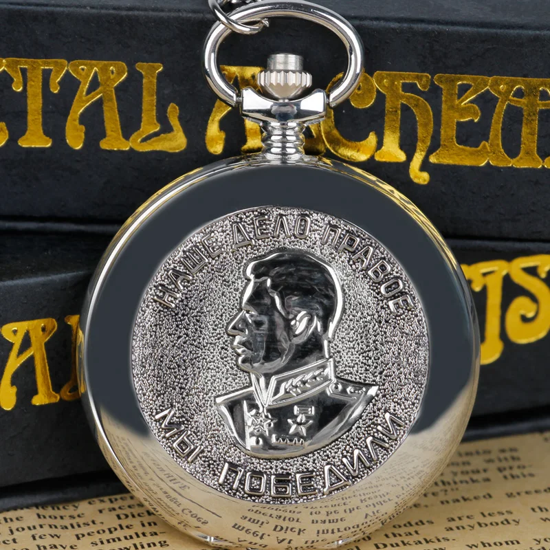 

Classic Portrait Quartz Pocket Watches Necklace Chain Pendant Silver Pocket Watches Gifts for Men Women