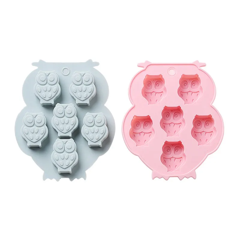 6 Cells No Smell Silicone Material Cute Owl Style Cake Molds For Kitchen Tools Handmade Biscuit Fondant Candle Chocolate |