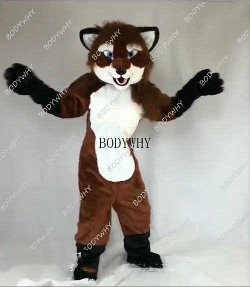 Косплей с длинным мехом рисунком лисы собаки кота костюм фурри талисмана