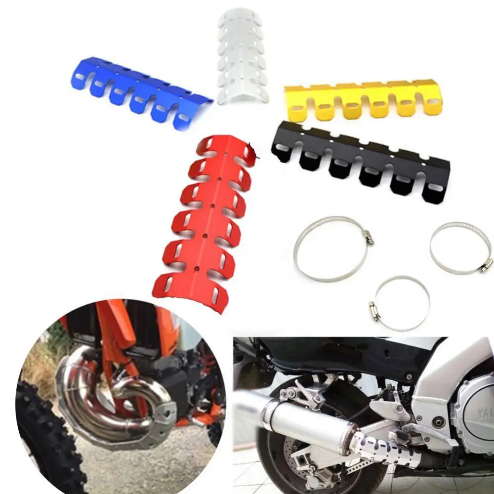 

Motorcycle Exhaust Muffler Pipe Protector Metal Heat-Shield Cover with 3 Clamp Modification Parts Exhaust Pipe Heat-Shield