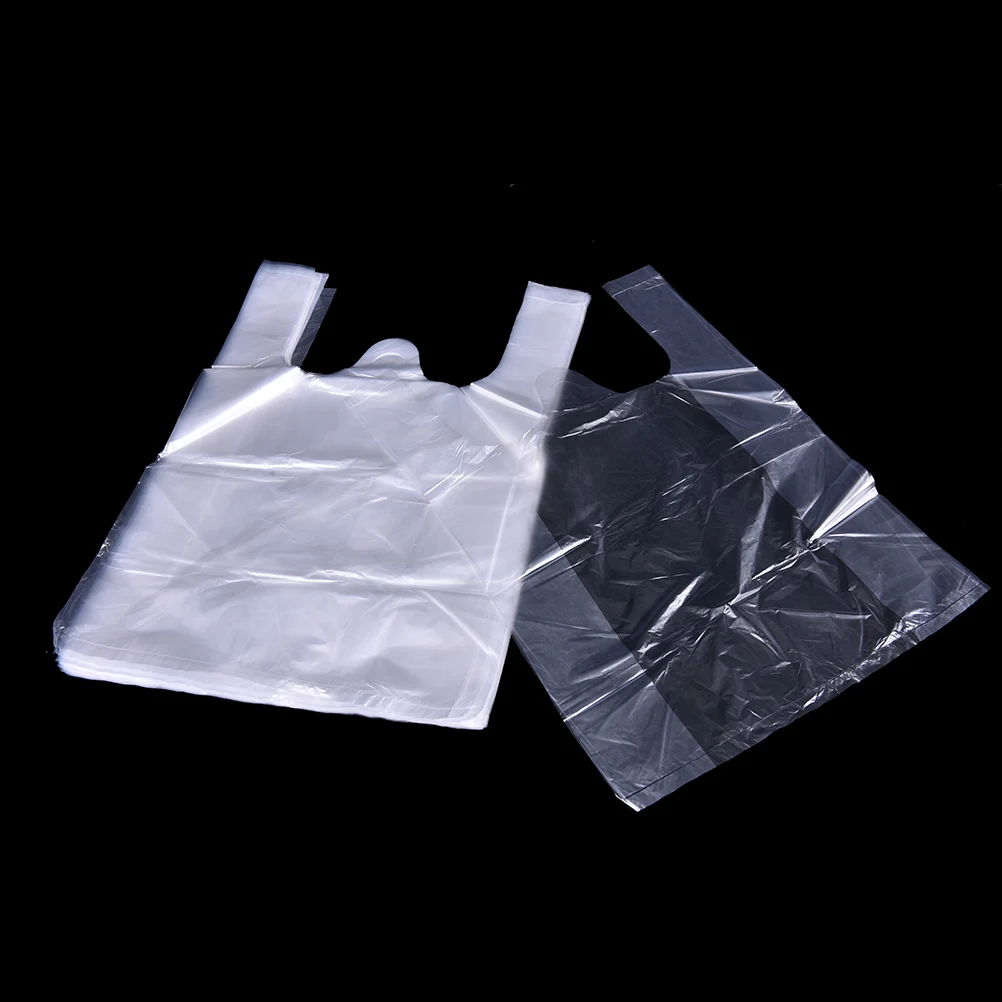 

46Pcs/lot Multifunction White Vest Style Plastic Carrier Bags Reusable Grocery Packaging Shopping Bags 15*23cm