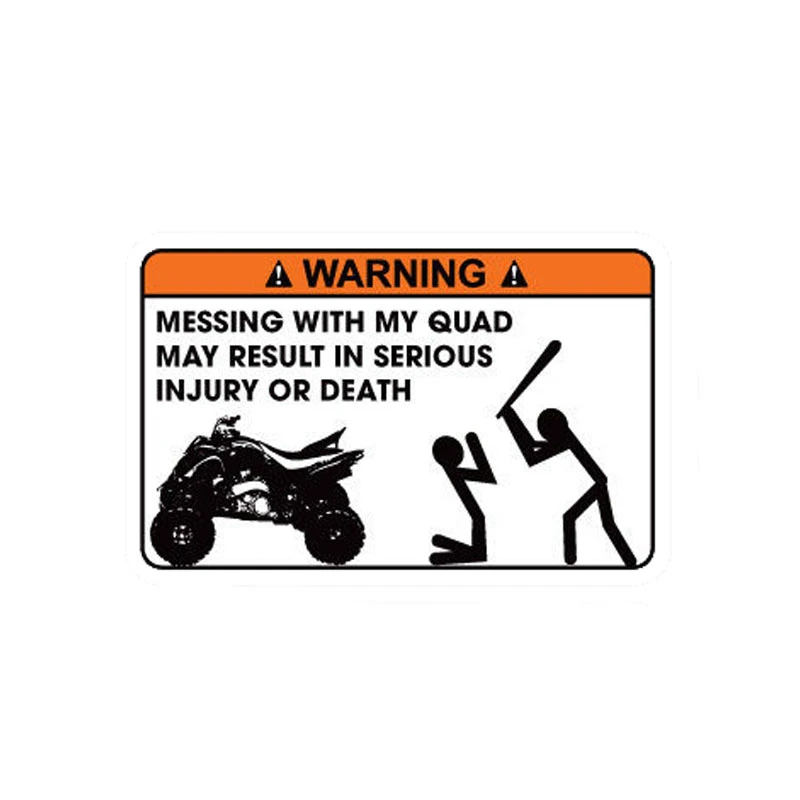 

Warning Car Sticker MISSING WITH MY QUAD MAY RESULT IN SERIOUS INJURY OR DEATH PVC Decal Waterproof 12CM*8CM