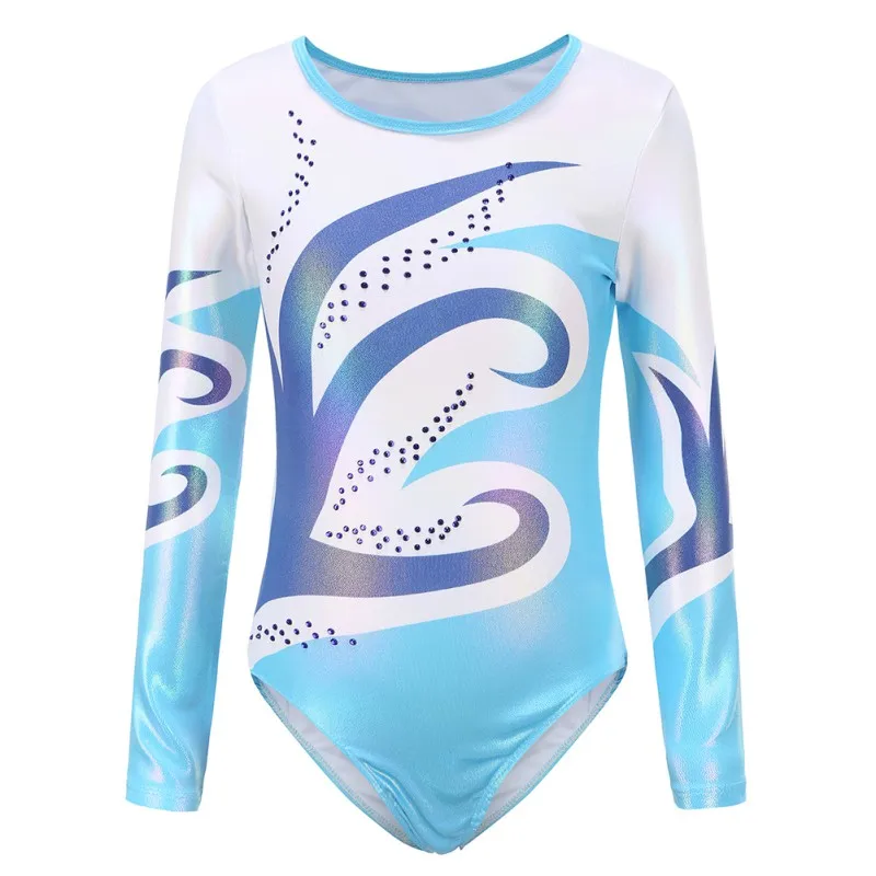 

1 Pc Children Girls Diamante Long Sleeve Ballet Practice Dance Wear Gymnastics