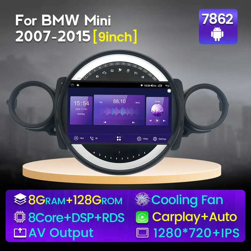 8G 128G автомобильный Радио мультимедийный видео плеер GPS навигация для BMW Mini 2007-2015