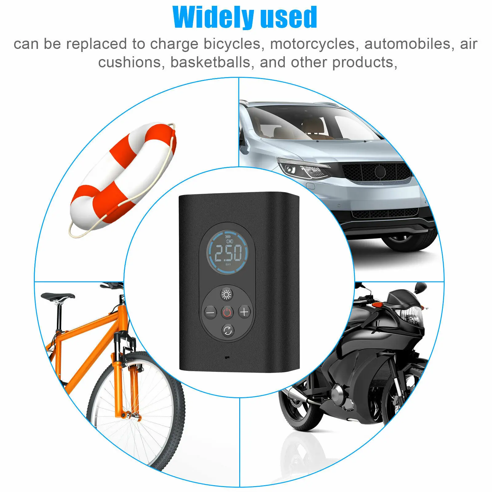 12V 150PSI Rechargeable Air Pump Tire Inflator Cordless Portable Compressor Digital Car Tyre for Bicycle Tires Balls | Автомобили и
