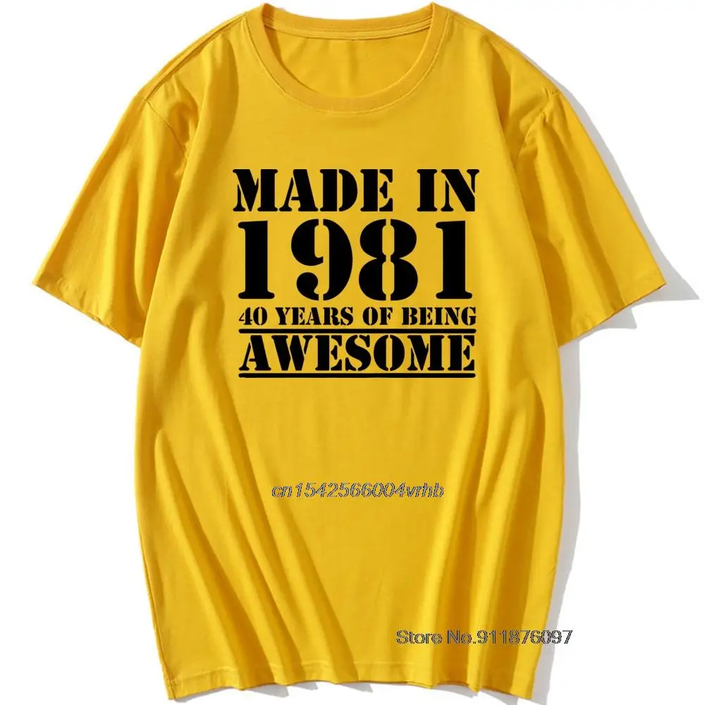 

Забавная, сделанная в 1981 году, удивительная, 40 лет на день рождения, футболка с принтом шутки, муж, повседневная, с коротким рукавом, хлопковы...