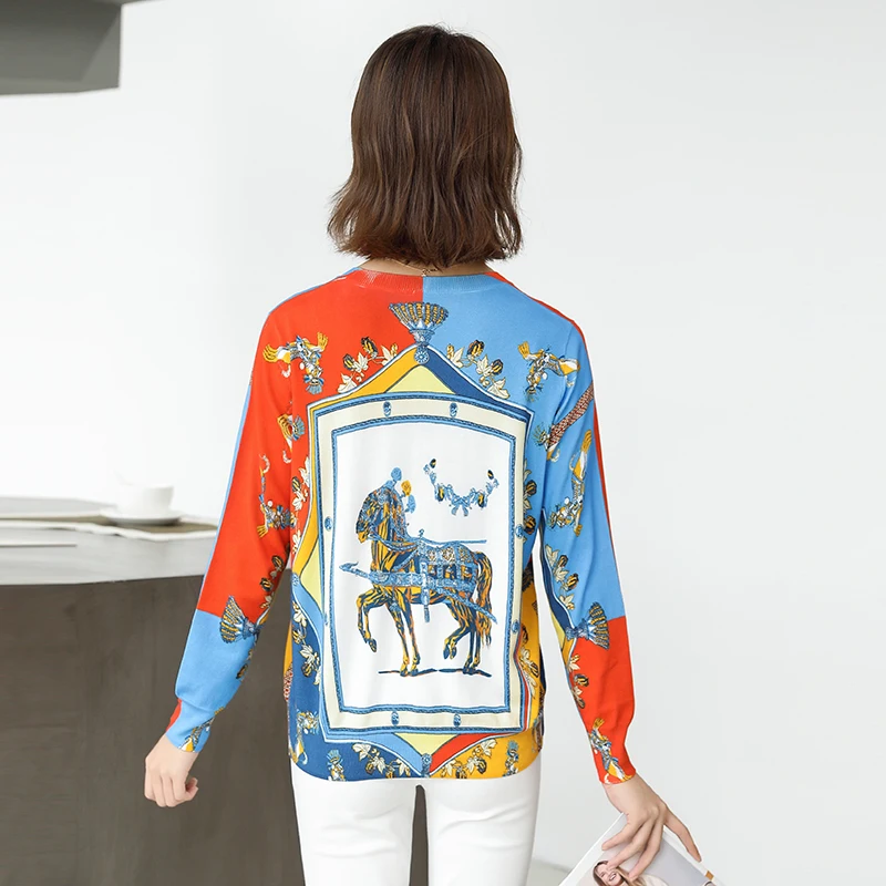 Женский вязаный пуловер с длинным рукавом круглым вырезом | Женская одежда