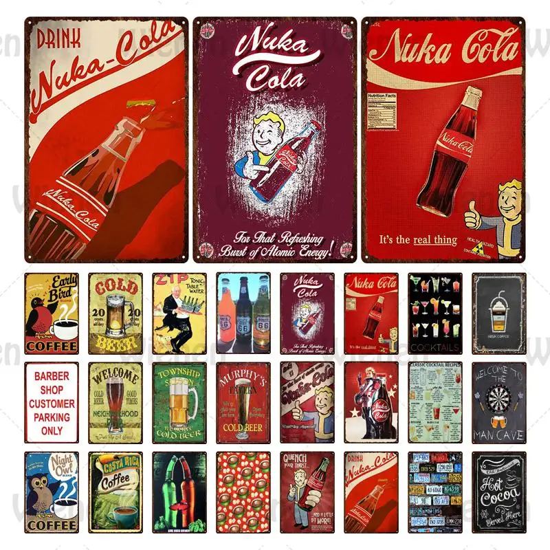 

Vintage Plaque Metal Tin Sign Retro Drink Cocktail Cola Beer Coffee Poster Wall Stickers for Cafe Bar Pub Restaurant Home Decor