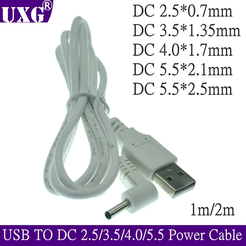 Câble d'extension d'alimentation USB vers prise DC 5V 2a  2M/1M  3.5x1.35mm  2.0x0.6mm  2.5x0.7mm