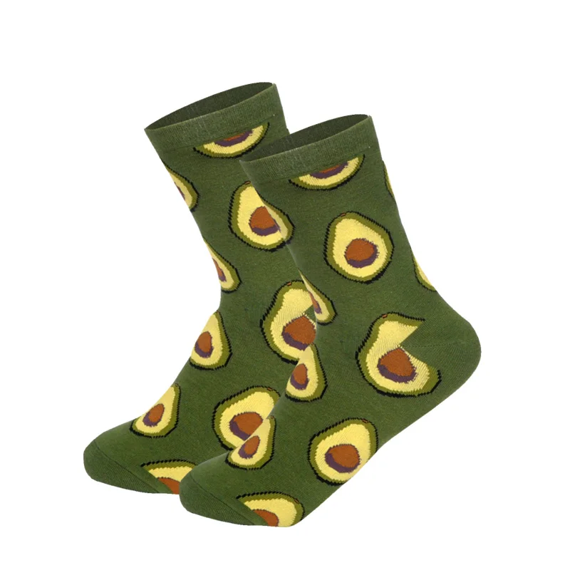 Avocado Женские носки в японском стиле Харадзюку, счастливые фрукты, цветы, известное искусство, Живопись Ван Гога, носки по щиколотку, забавные подарки - Цвет: Avocado