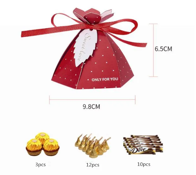 50 шт. коробка для конфет с лентой шоколадные подарочные коробки сувениры гостей