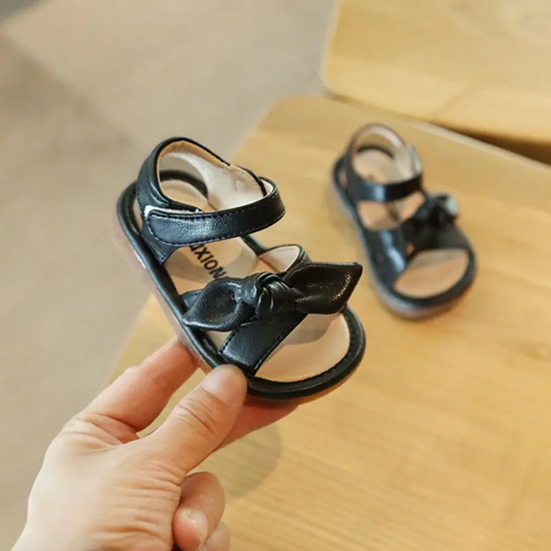 Сандалии Детские однотонные с бантом на мягкой подошве возраст 0-3 года | Мать и