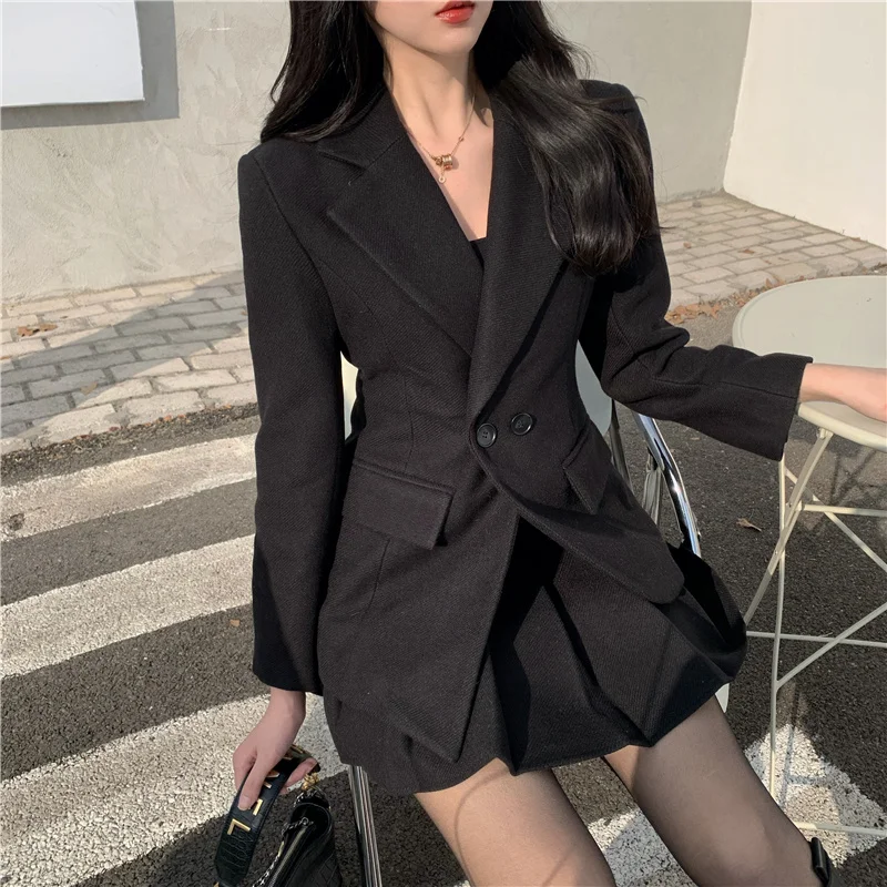 Женский офисный пиджак Осенний двурядный костюм на пуговицах с длинным рукавом