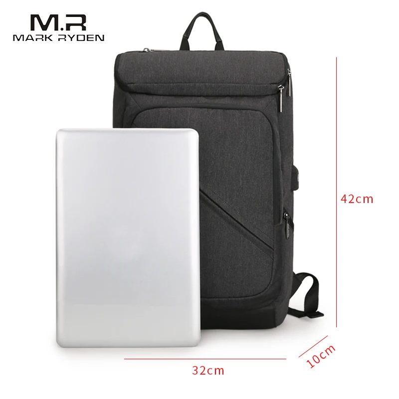 Mark Ryden бизнес Новое поступление мужской рюкзак с зарядкой через usb подходит для 15 6
