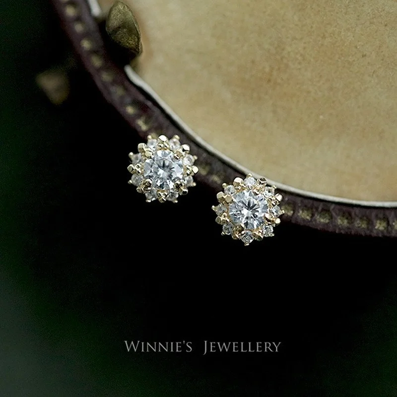 

925 Sterling Silver Plated 14k Gold Plating Warm Little Sun Earrings Gorgeous Retro Palace Style Exquisite Jewelry Accessories