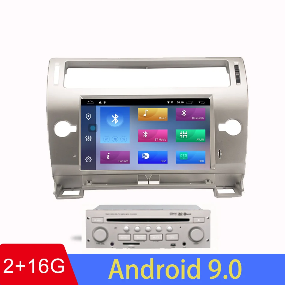 8 дюймов 1024X600 Android 9.0.1 Авторадио для Citroen C4 2004- Авто Радио Аудио Видео gps навигация - Цвет: silver 2G