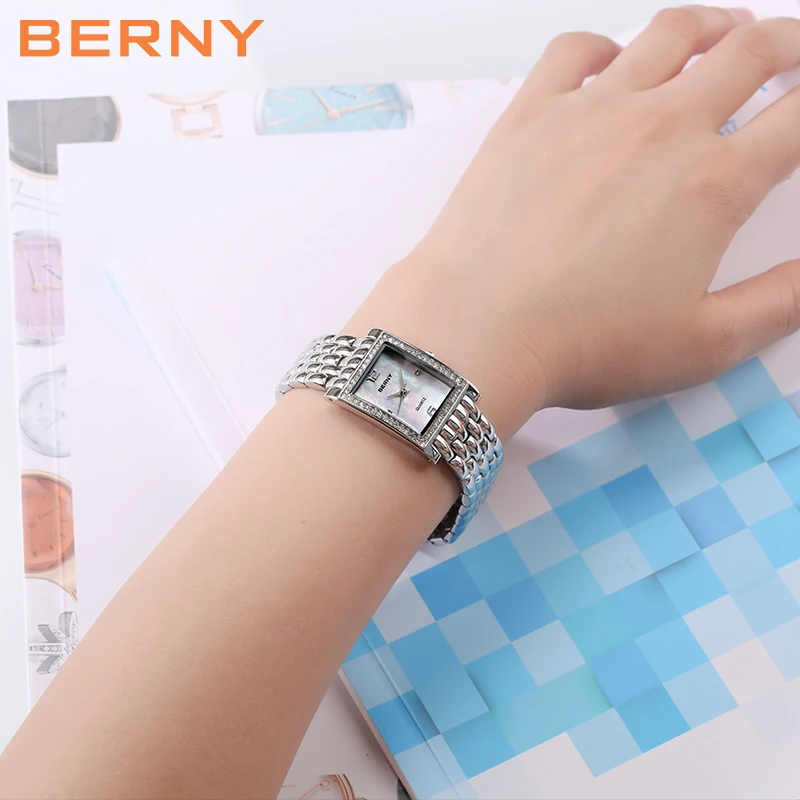 Women Quartz Watch Square White Easy Read Stainless Steel Case Butterfly Clasp Ladies Business Watches Dress Женские Часы enlarge