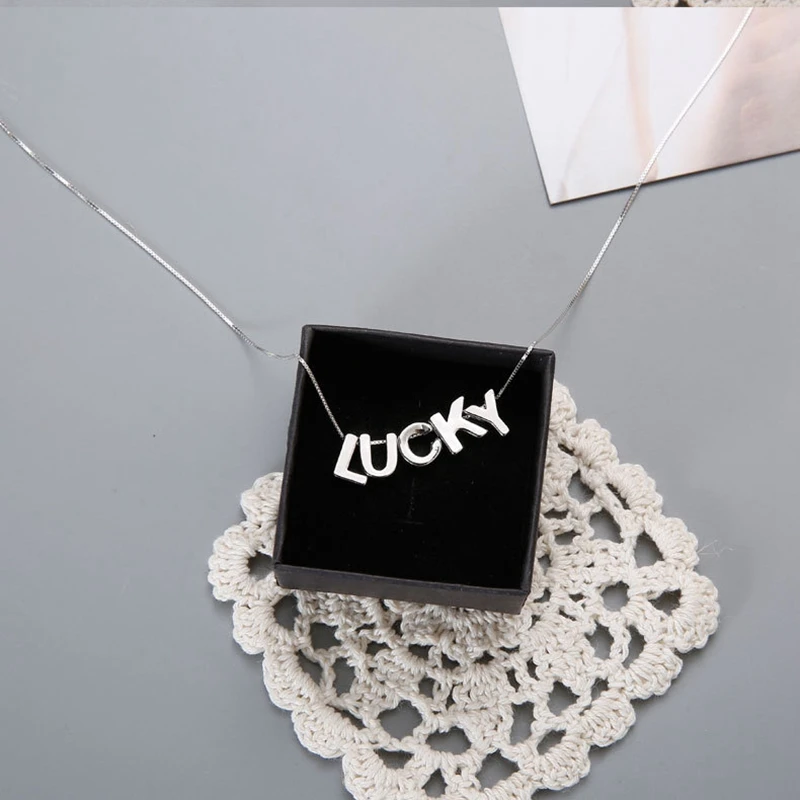 

Solid 925 Sterling Silver A-Z Letter Name Necklace Free Setting Customized Jewelry for Women No Zircon Stone