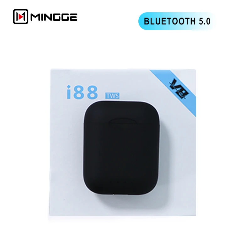 I88 TWS Twins беспроводные наушники Мини Bluetooth V5.0 стерео гарнитура наушники для всех смартфонов - Цвет: Черный